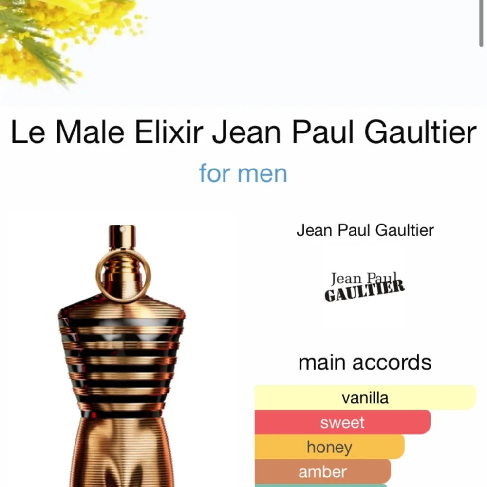 5ml sample av Jean Paul Le Male Elixir. Denna parfym har en doft med mycket vanilj och den är väldigt söt. Denna parfymen är perfekt till vintern!. Övrigt.