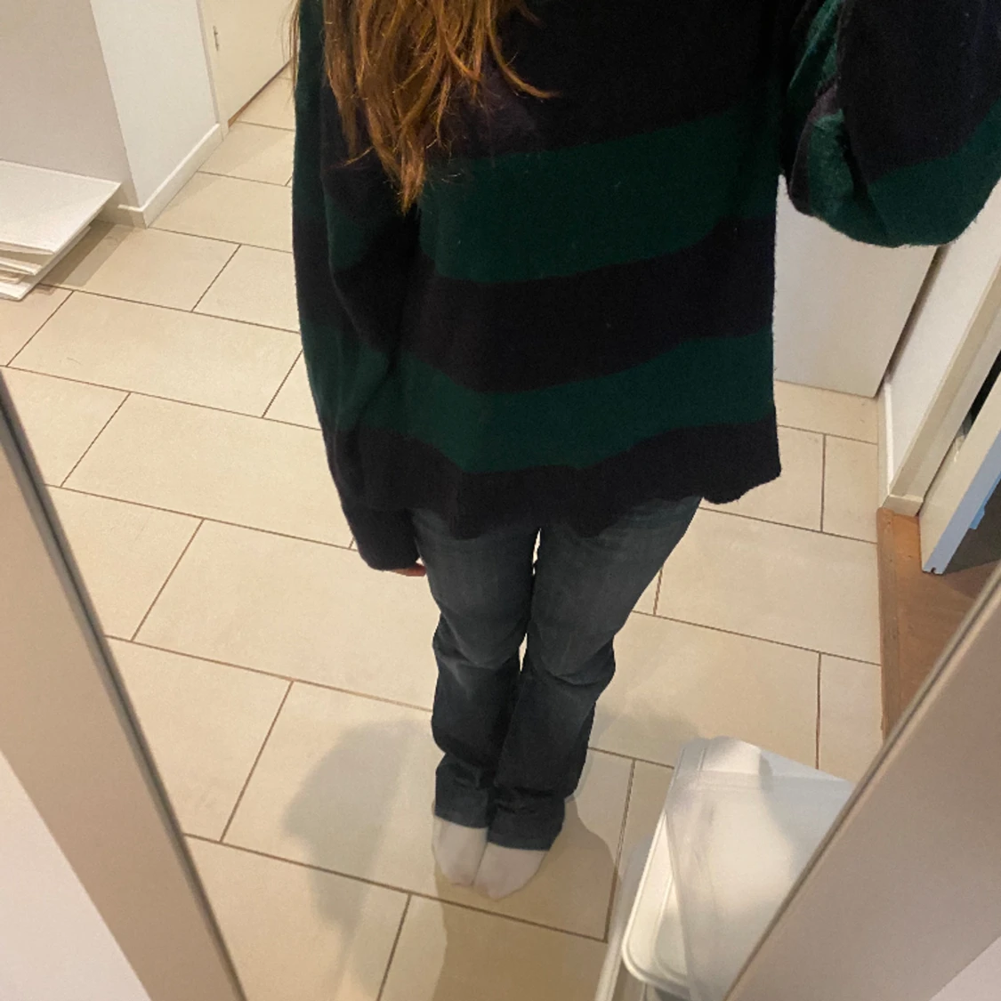 Grön och blå tjocktröja