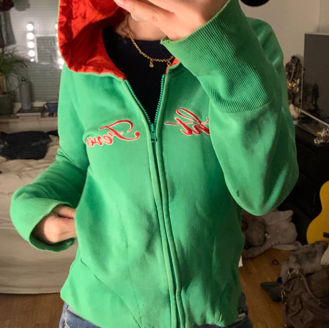 Grön/röd zipup - 90