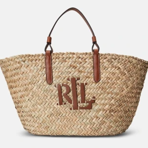 Ralph Lauren sommar bag - Lauren Ralph Lauren SHELBIE TOTE MEDIUM - Handväska Utvändigt material: Skinn, halm Tyg: Flätat