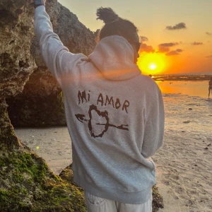 Mi Amor hoodie - Säljer min as snygga Mi Amor hoddie för att den inte inte andvänds längre, tyvärr. Det är en storlek L men jag är en s-m tjej och den passar mej ändå. Jag säljer den för 400kr men är villig å sänka mej!  Hör av er om intresse!