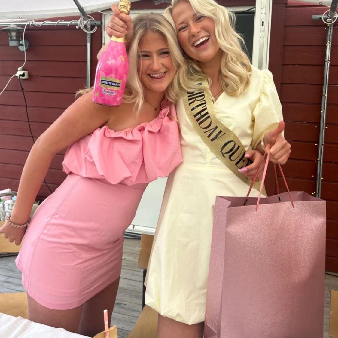 Rosa One shoulder klänning - 90