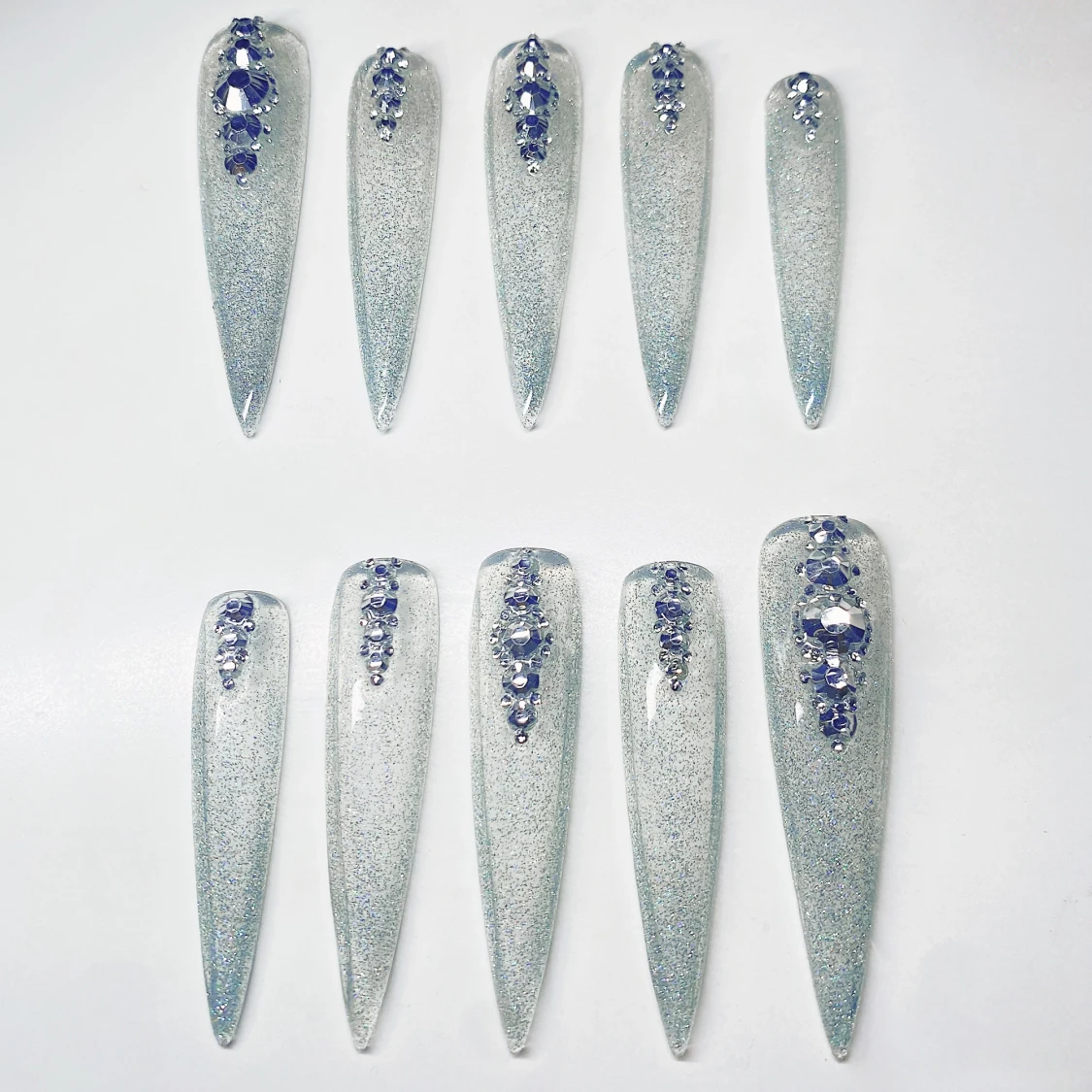 Reflective Transparent Press On Nails - 90