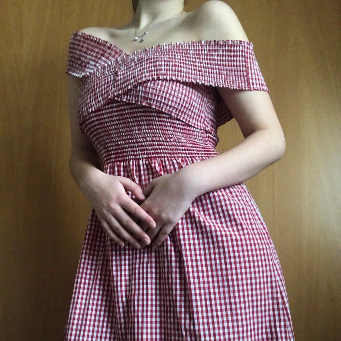 Röd gingham klänning - 90