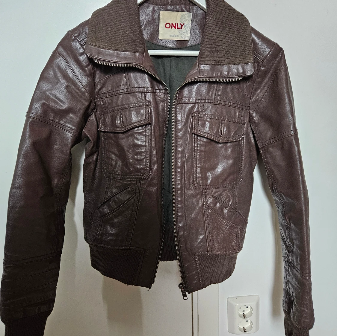 Brun läderjacka