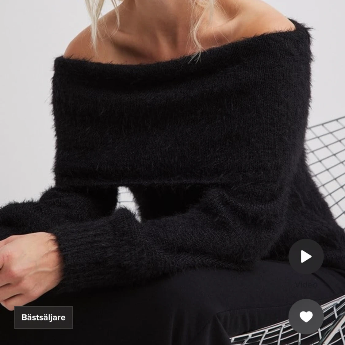 Off shoulder stickad tröja  - 90