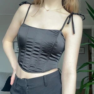 Korsett topp Showpo - Säljer denna superfina korsett topp med knytband från showpo! Behövs ingen bh under då tyget är ganska tjockt och banden är justerbara då man knyter de själv. Använd endast en gång! Storlek 34.