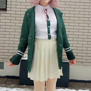 Chiaki Nanami Cosplay - Shirt, coat, skirt, bow, green thigh highs, wig and hair clip included! Wig is styled, I can remove the accessories and restyle it if you want me to tho!