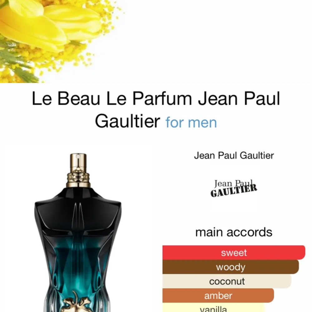 Hej! Säljer 5ml av Jean Paul Gaultier le beau edp intense hör av er vid frågor osv. Övrigt.