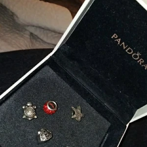 5 Pandora charms - I bra skick men smutsiga. Man får med förvaringen. 90 kr styck eftersom att det är äkta men ändå gammalt. 