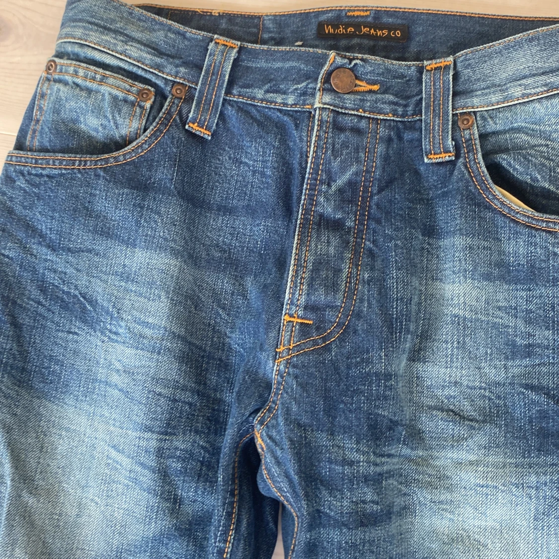 Blåa nudie jeans - 92