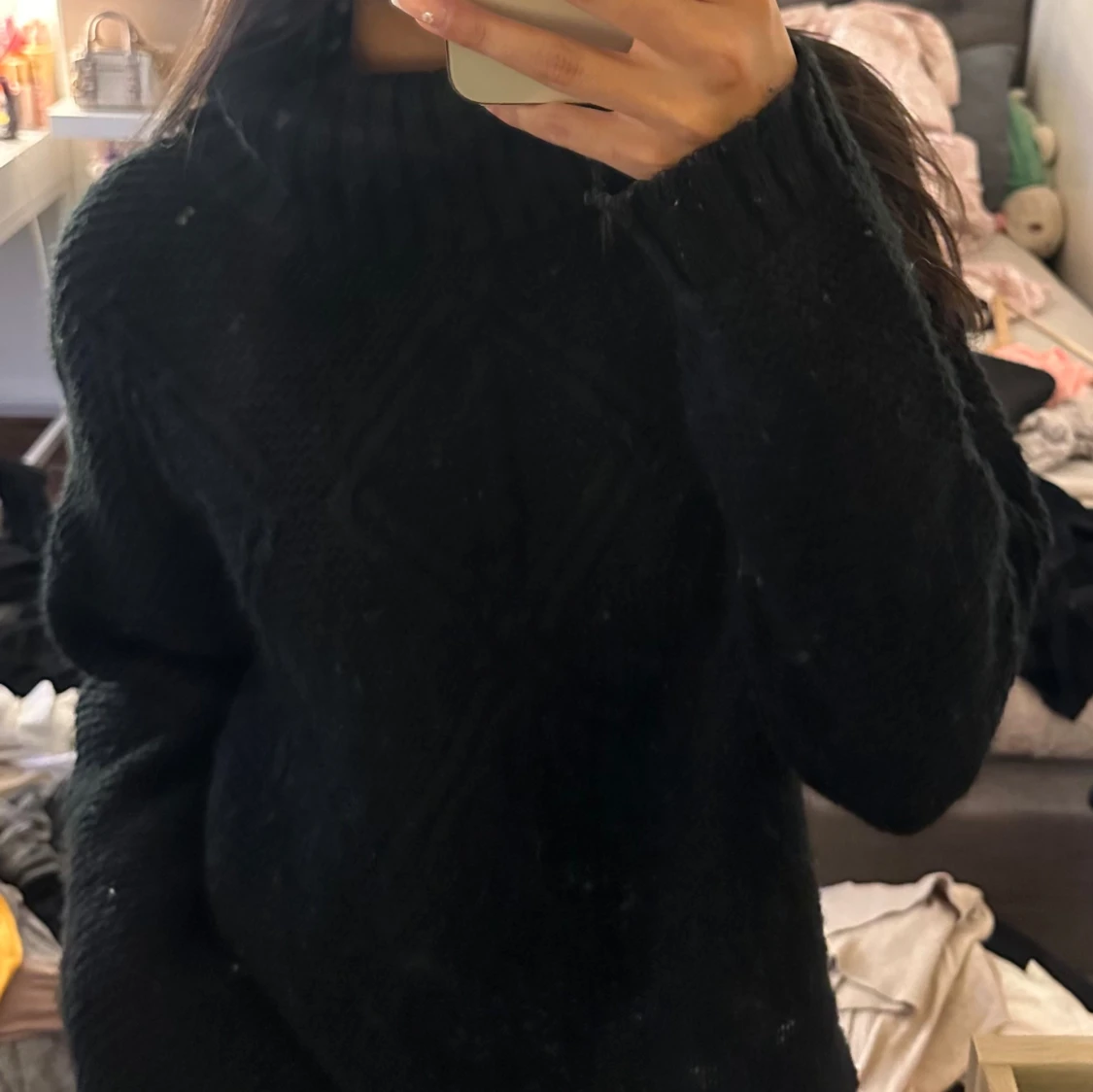 Tjock polo tröja med stickat material