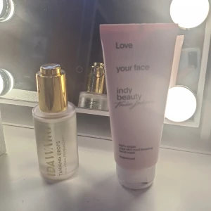 Ida warg & Indy beauty - Ida warg tanning drops 45 ml, använd 1 gång, väldigt bra skick, säljs pga det inte var min grej. 100 kr.  Indy beauty clear skin mud boosting facial mask 100ml, använd 2 ggr, säljs pga inte passar min hud, 100 kr
