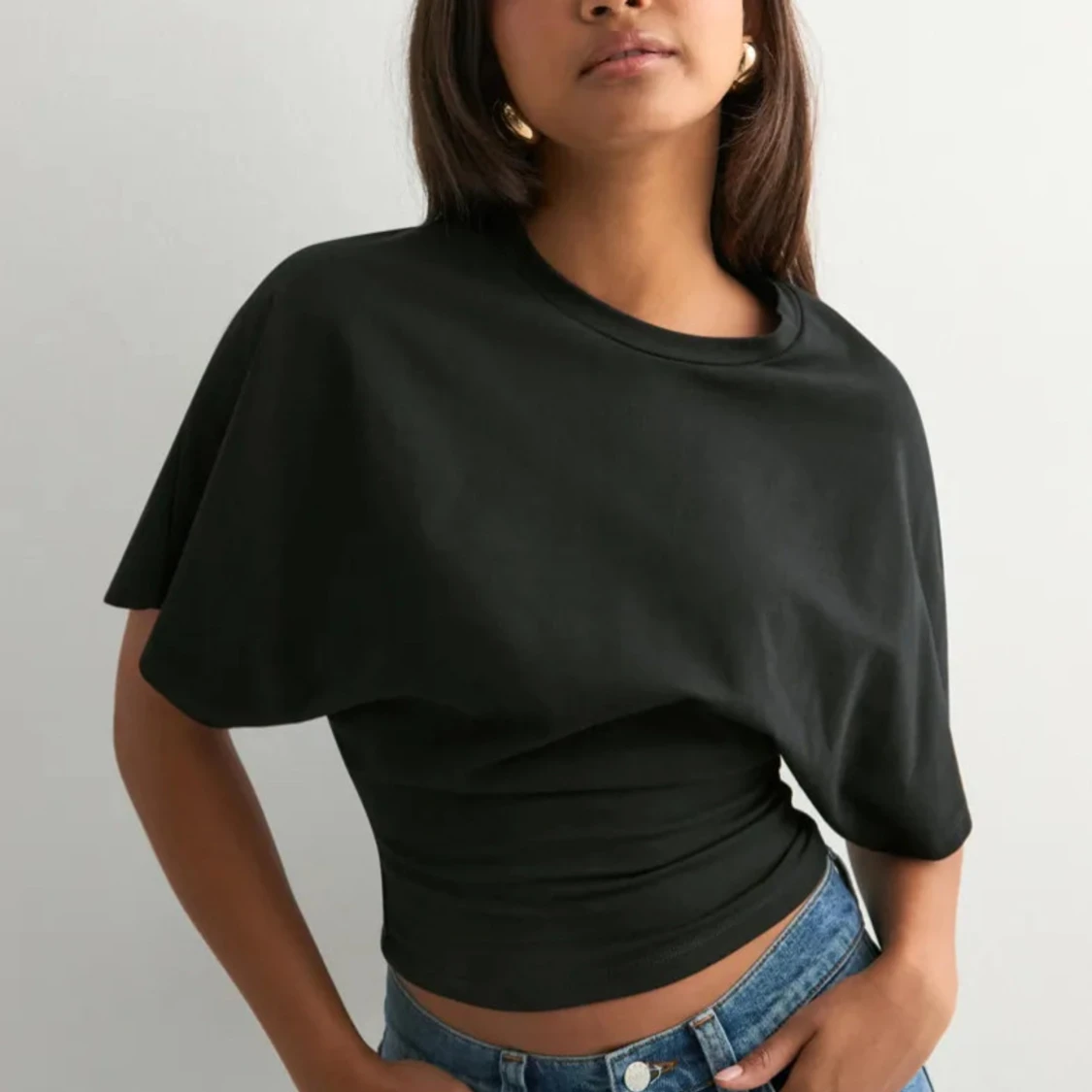 Brun croppad topp med vida ärmar - 1