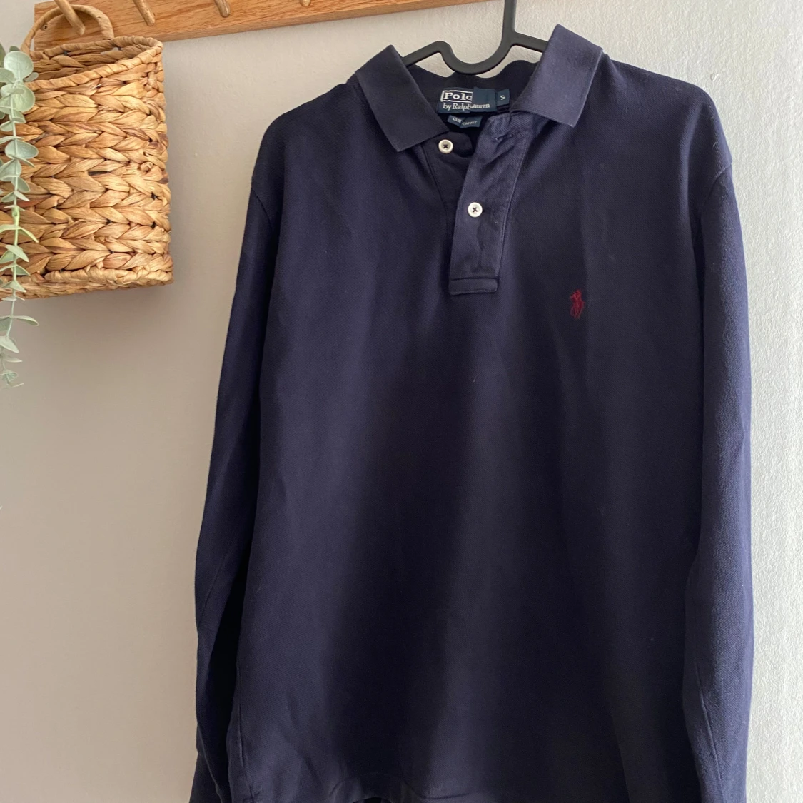 Mörkblå långärmad pikétröja Polo Ralph Lauren