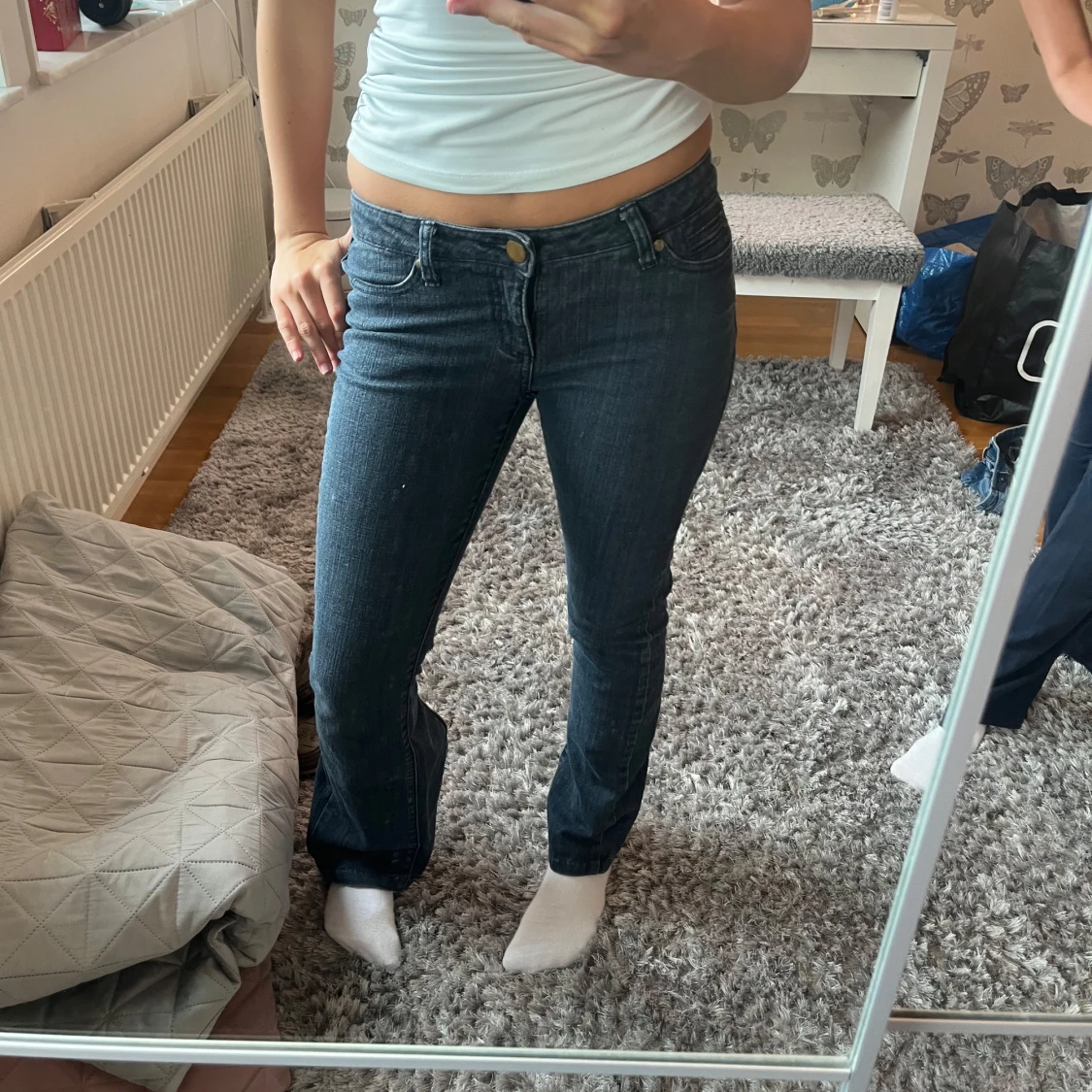 Mörkblå jeans med dragkedjor bak - 3