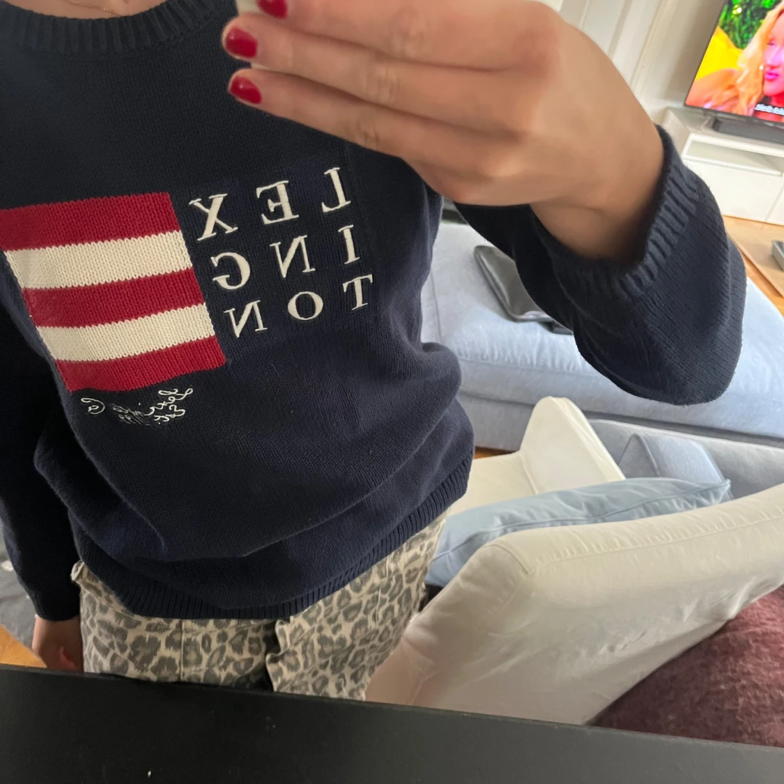 Mörkblå Lexington stickad tröja - 1