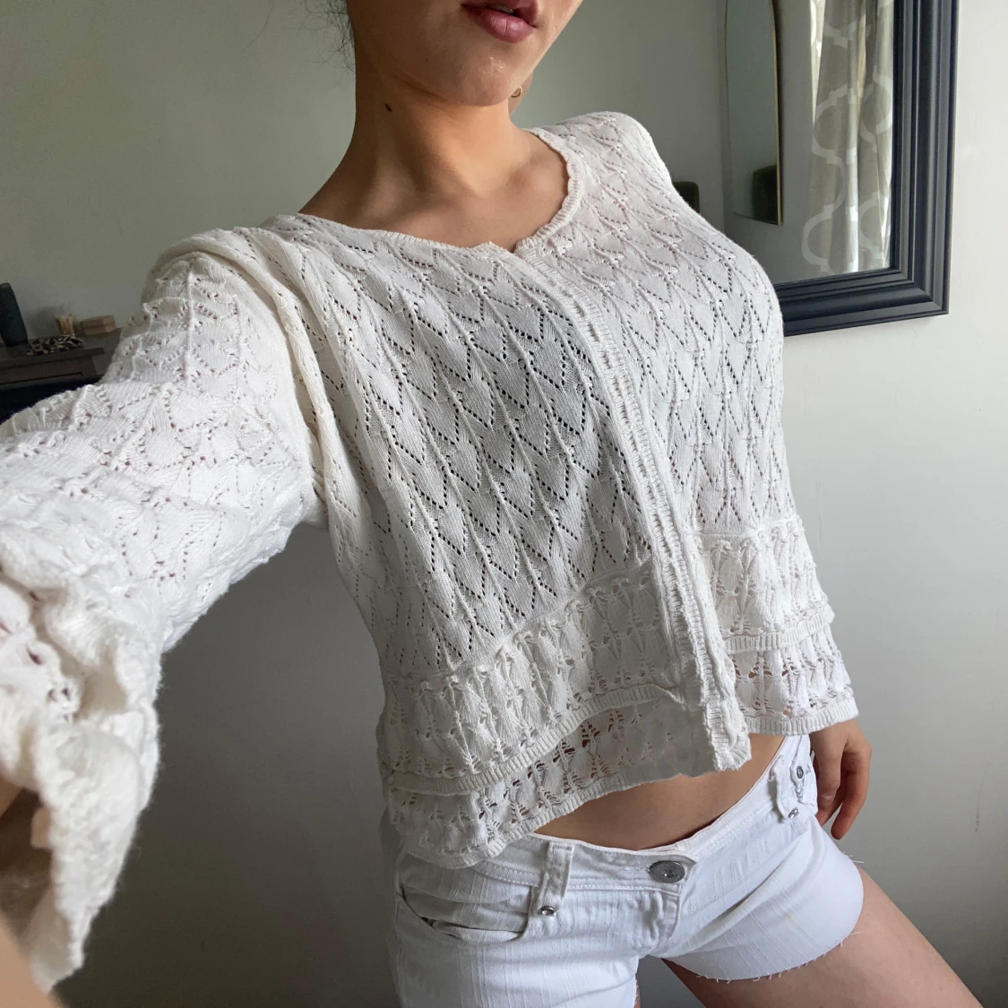 Vit stickad topp
