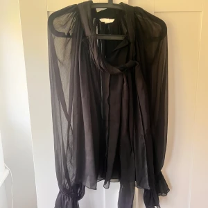 Genomskinlig blus med band - En festlig blus med ett satin band som man knyter fint och hänger ner på bröstkorgen.