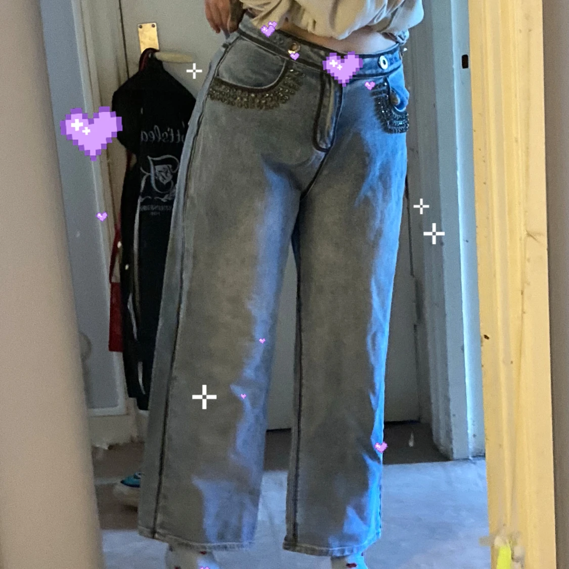 Miss sixty Ljusa högmidjade wide leg jeans med bling • RRFG&R