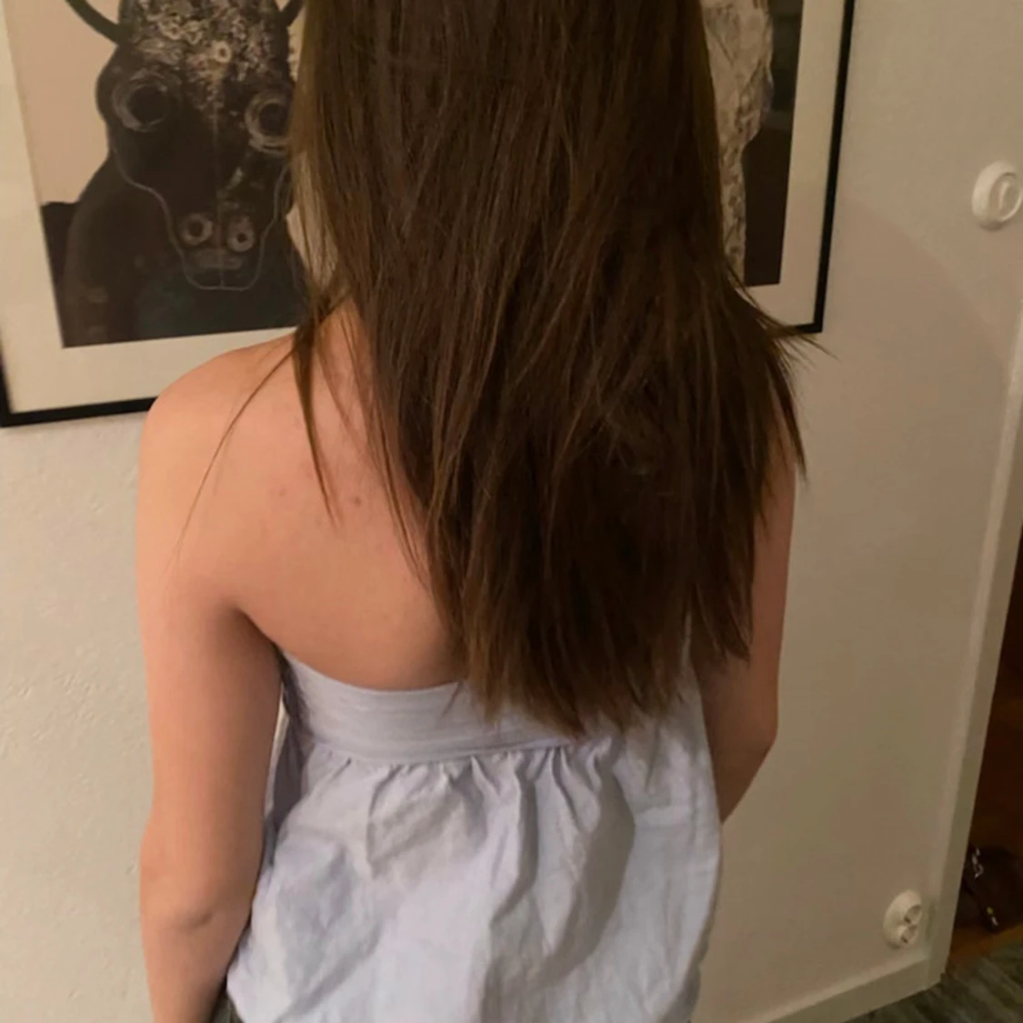 Ljusblå bandeau tubtopp med knappar - 1