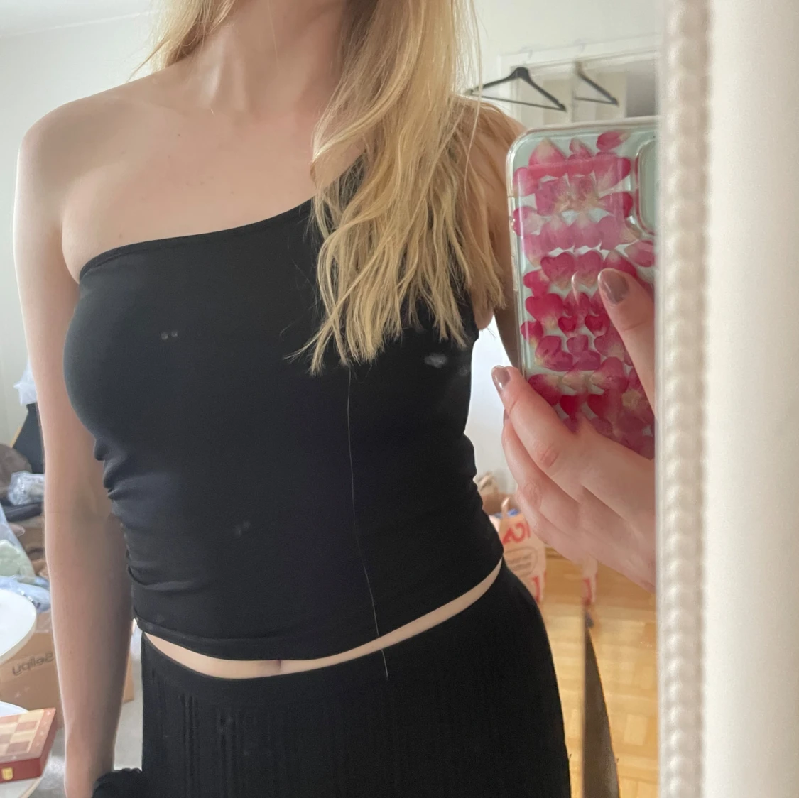 Svart oneshoulder topp - 2