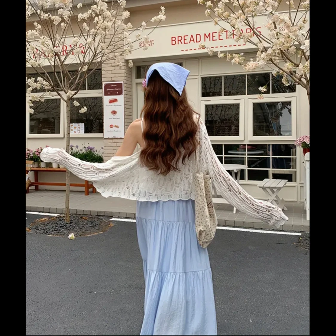 Ljusblå volangkjol i bomull - 3