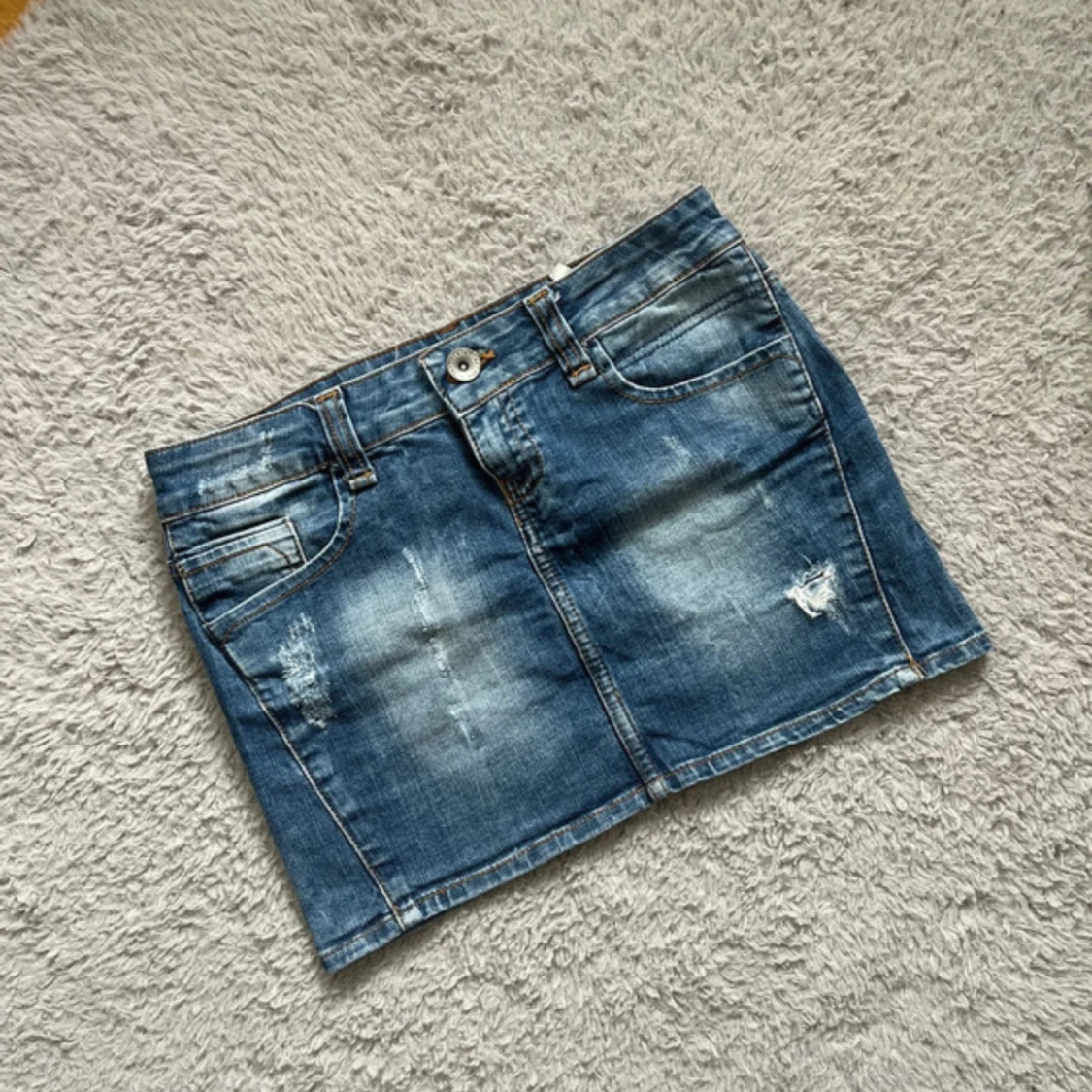 Vintage lågmidjad minikjol denim - 1