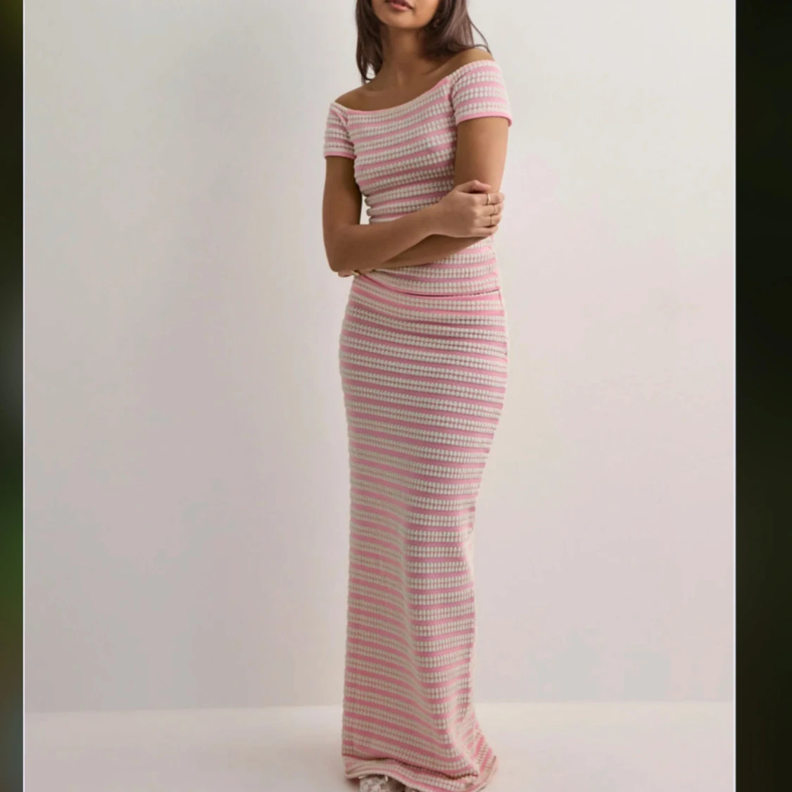 Rosa och vit randigt set - 2