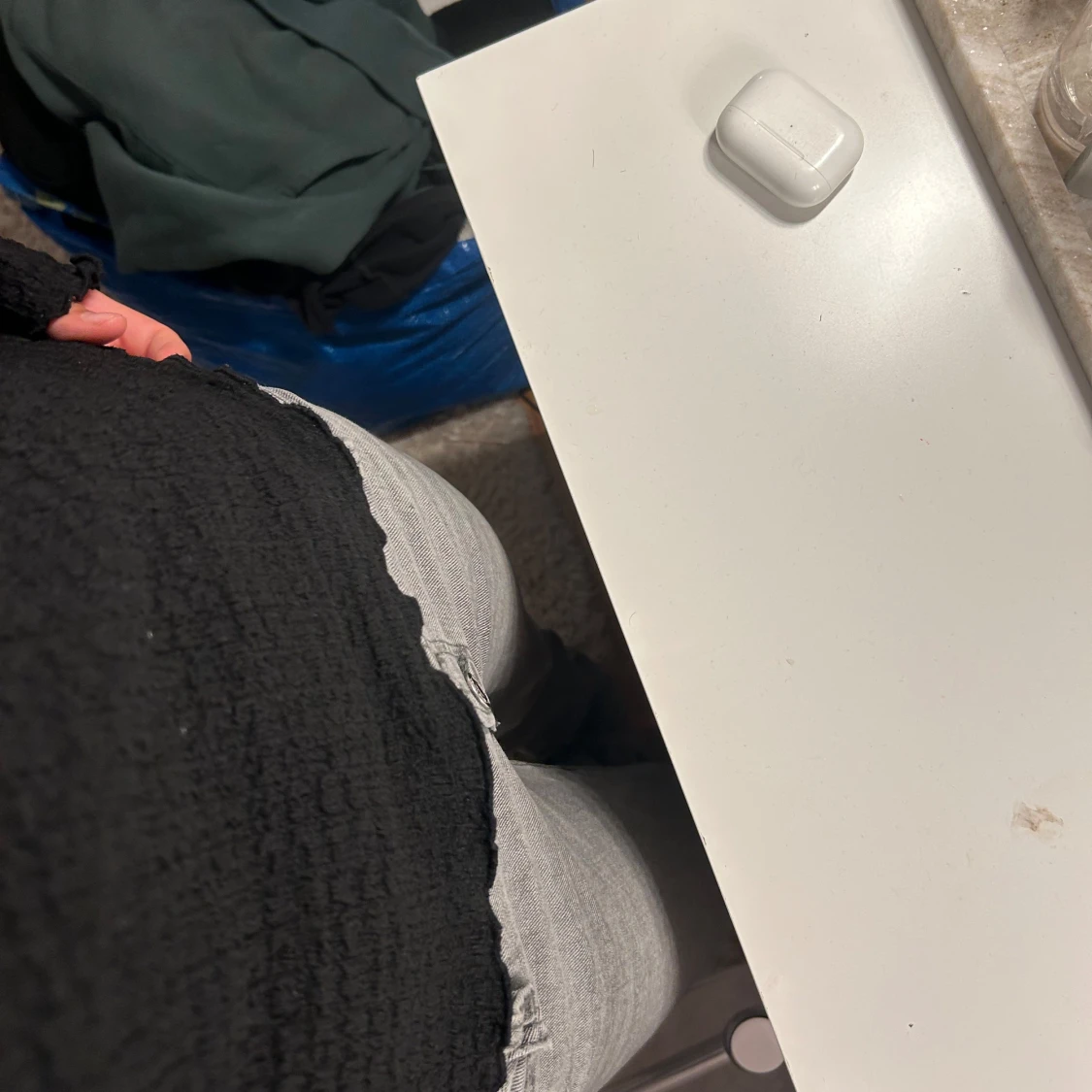 Svart långärmad ribbad topp - 1