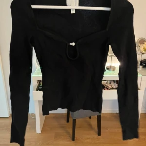 Svart långärmad topp från H&M - Svart långärmad topp från H&M med snygg v-ringning. Aldrig använd