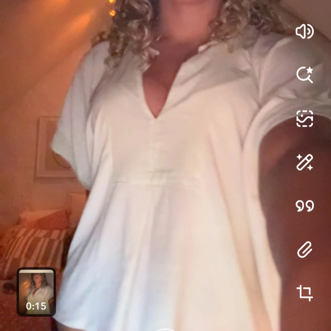 Vit loose blus med v-ringning