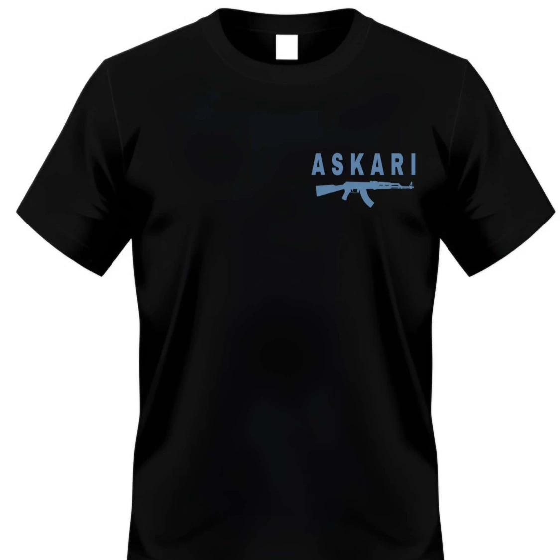 Svart ASKARI t-shirt med blå tryck - 1