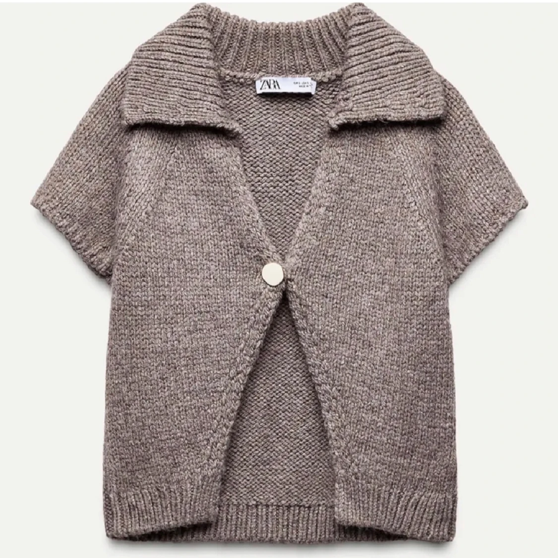 Brun stickad kofta  zara