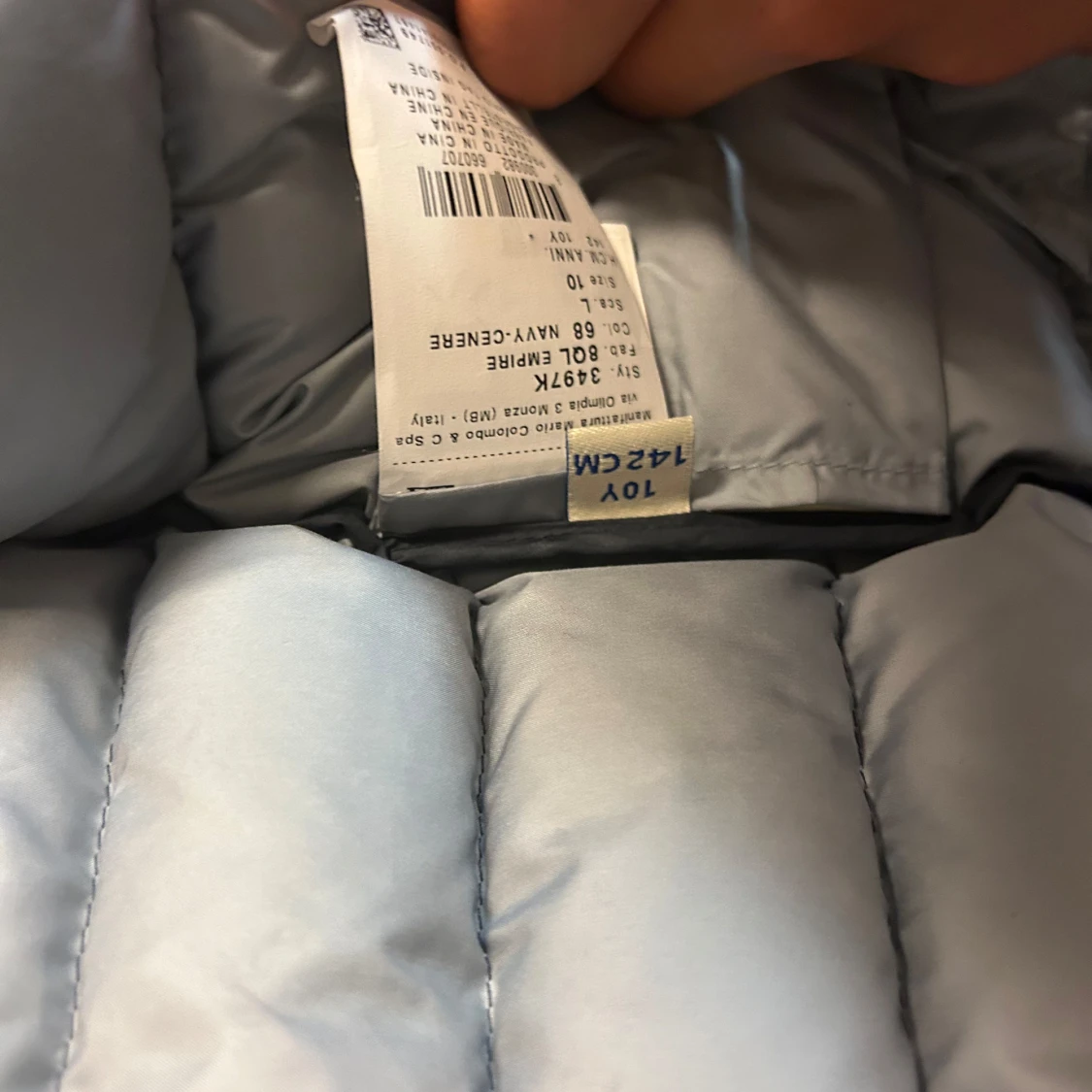 Mörkblå Colmar dunjacka med huva. 10 years - 2