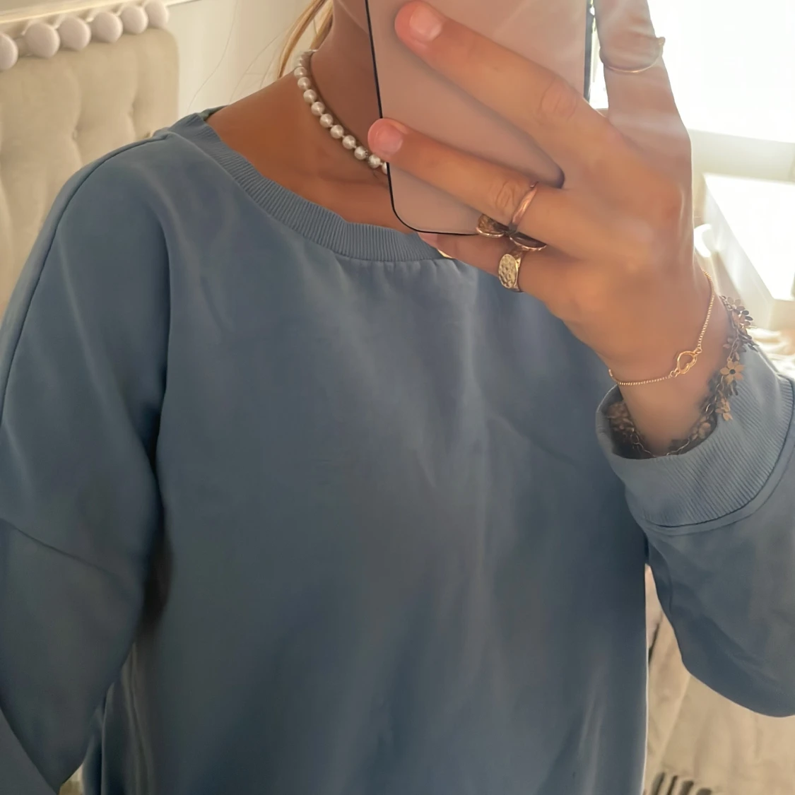 Blå croppad sweatshirt - 2