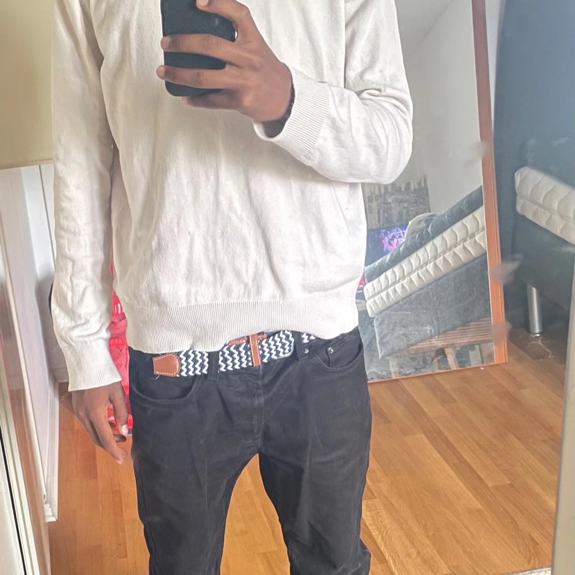 Vit långärmad stickad tröja