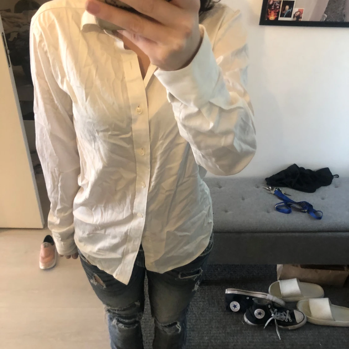Basic vit button up / skjorta