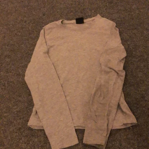 Grå långärmad tröja  - Säljer en enkel och bekväm grå långärmad tröja från Basic. Perfekt för vardagsbruk med en neutral design som passar till det mesta. Tröjan är i barnstorlek 146/152. Använd några enstaka gånger😀