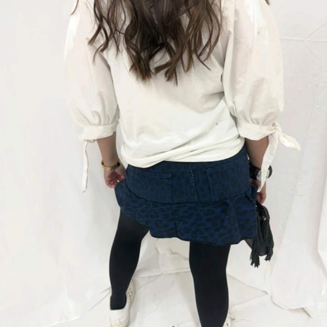 Blue leopard remake mini skirt  - 1