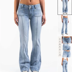 Ljusblå bootcut jeans (short) - Snygga ljusblå jeans med bootcut passform och låg midja. Jag köpte dessa jeans för ett tag sen här på Plick men missade helt att det stod short, så de var korta i benen för mig! Nypris 699💕(lånade bilder från madladys hemsida)