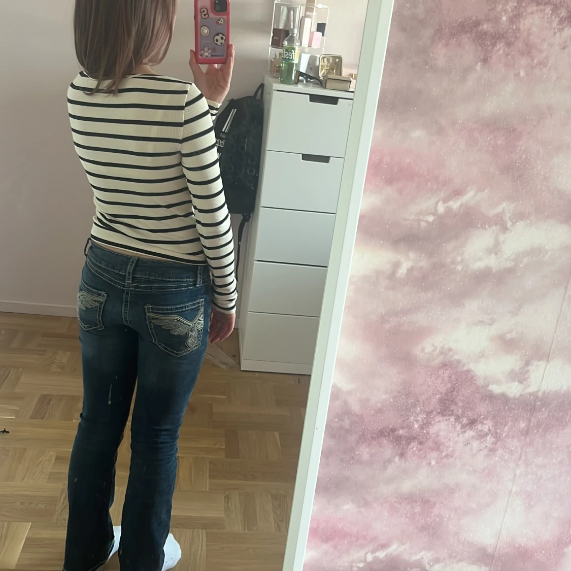 Randig långärmad topp i bomull - 1