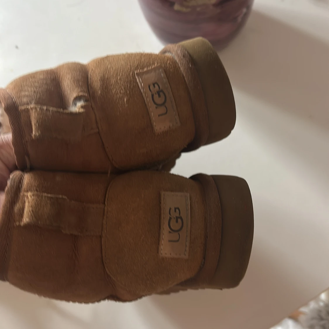 Bruna UGG boots i mocka med fårskinn - 2