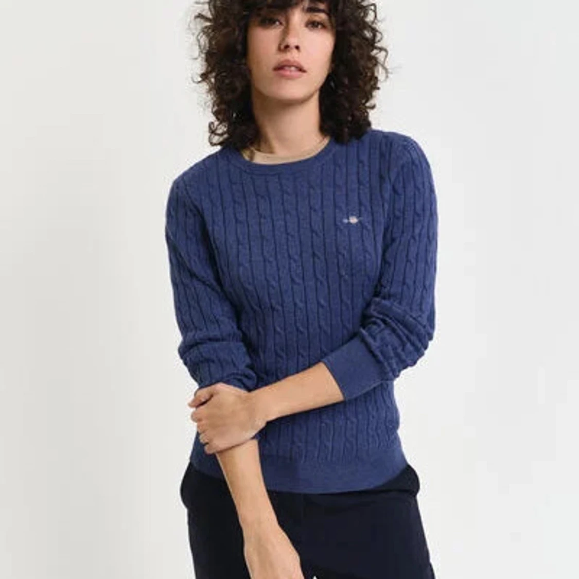 Blå kabelstickad tröja från Gant - 1
