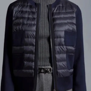 Svart dunväst med dragkedja - Mörkblå moncler cardigan storlek S/M 