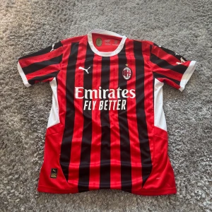 AC Milan matchtröja Chukwueze 21 - Säljer en AC Milan fotbollströja med Chukwueze 21 på ryggen. Tröjan är röd och svart med vita detaljer, klassiskt randig design och Puma-logga på bröstet. Officiell sponsortryck på framsidan och klubbmärke på vänster bröst.