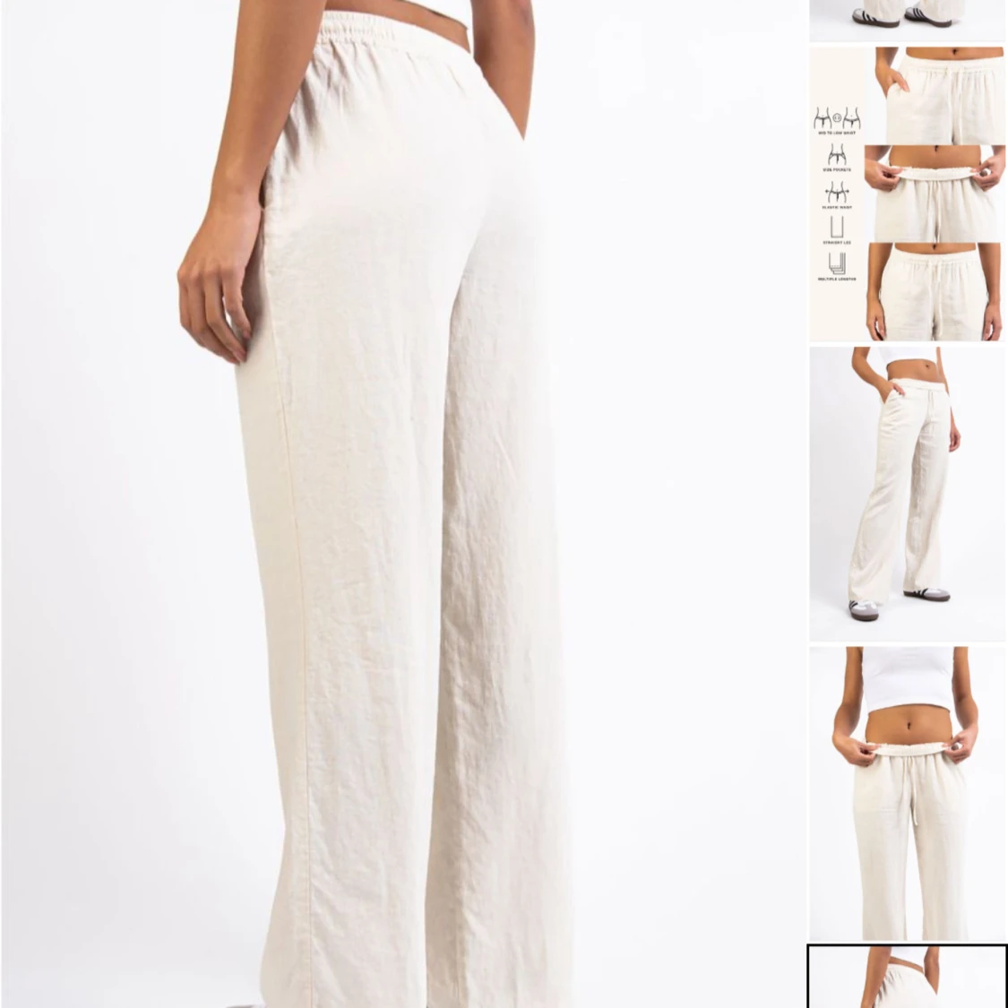 Beiga linnebyxor med dragsko - 2