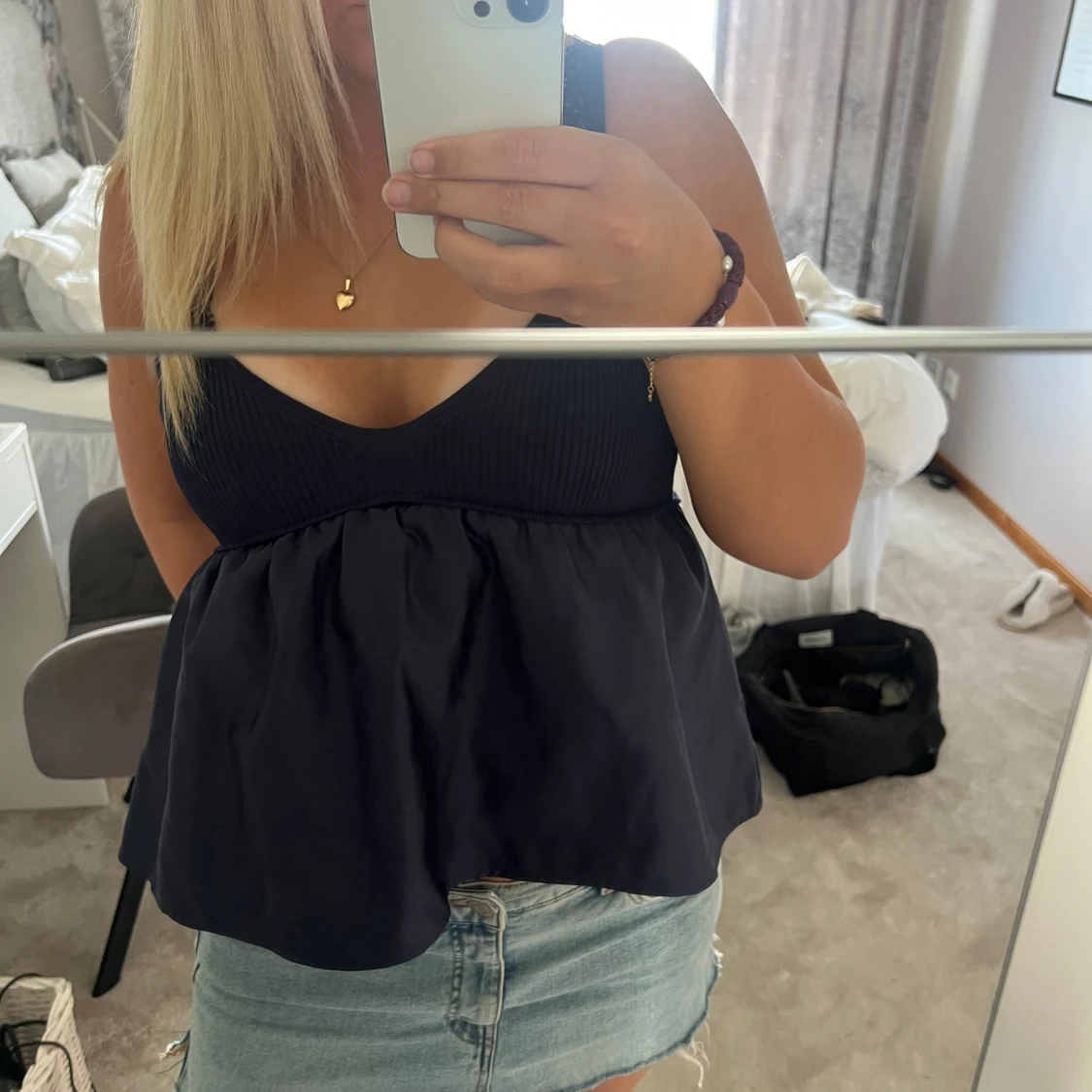 Mörkblå fest topp - 1