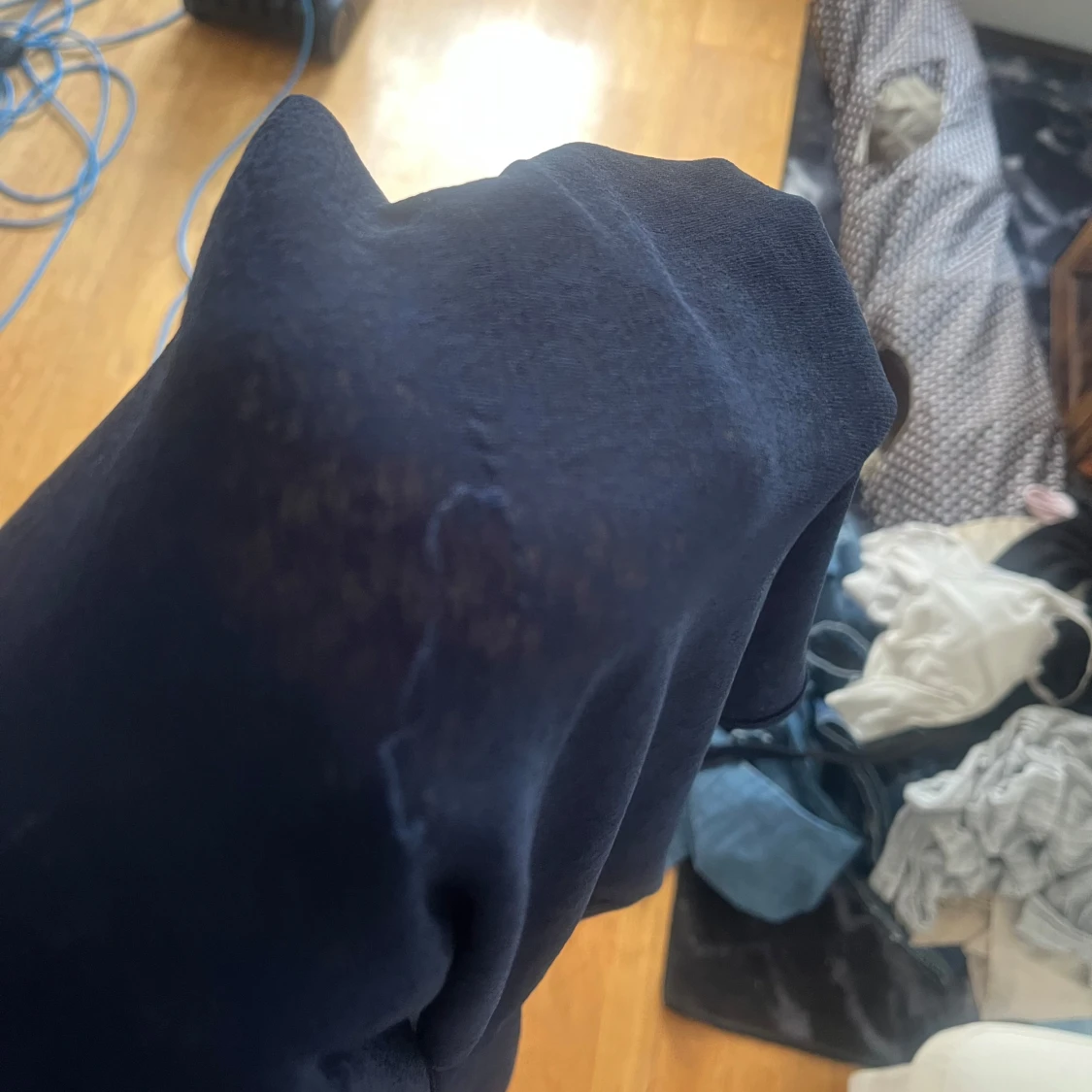 Mörkblå långärmad tunn tröja - 2