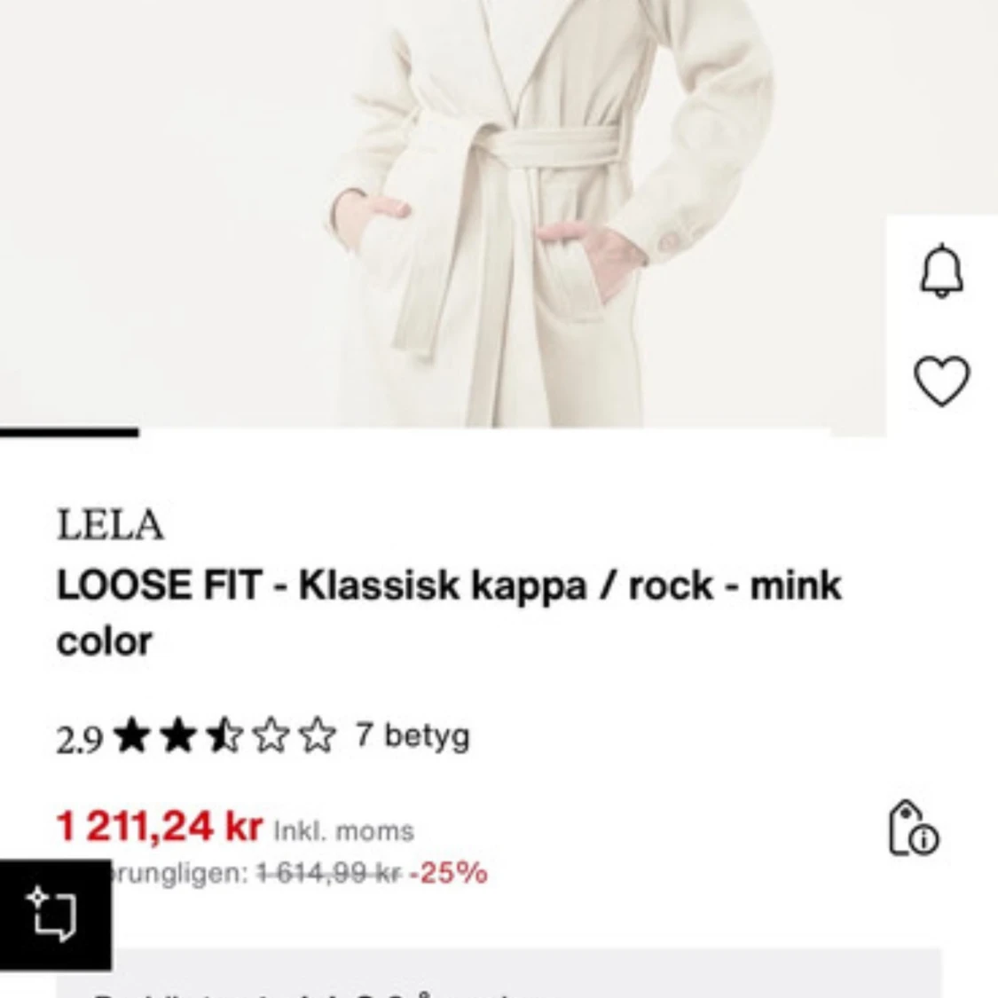Beige kappa från LELA med bälte